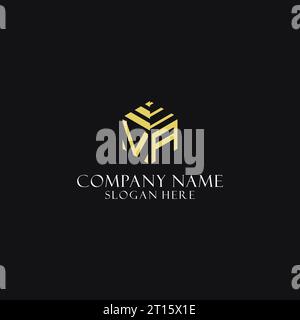 VA initial monogram with hexagon shape logo, creative geometric logo design inspiration Stock Vector