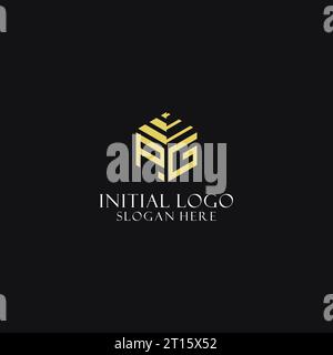 PG initial monogram with hexagon shape logo, creative geometric logo design inspiration Stock Vector