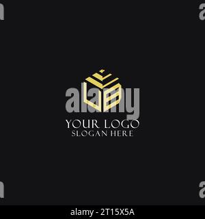 UB initial monogram with hexagon shape logo, creative geometric logo design inspiration Stock Vector