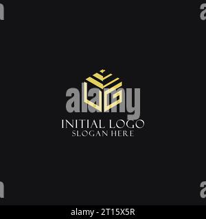 UG initial monogram with hexagon shape logo, creative geometric logo design inspiration Stock Vector