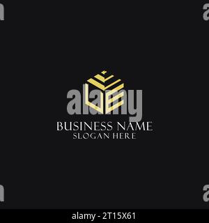 UE initial monogram with hexagon shape logo, creative geometric logo design inspiration Stock Vector