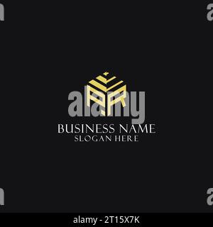 PR initial monogram with hexagon shape logo, creative geometric logo design inspiration Stock Vector