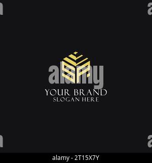 SP initial monogram with hexagon shape logo, creative geometric logo design inspiration Stock Vector
