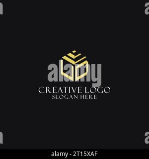 UD initial monogram with hexagon shape logo, creative geometric logo design inspiration Stock Vector