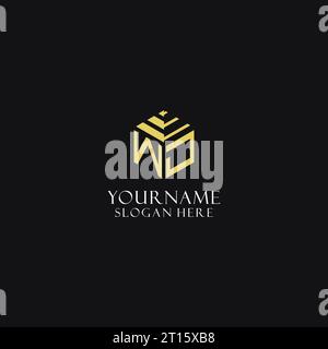 WJ initial monogram with hexagon shape logo, creative geometric logo design inspiration Stock Vector