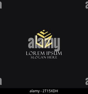 UZ initial monogram with hexagon shape logo, creative geometric logo design inspiration Stock Vector