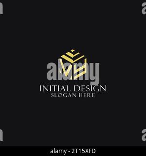 VY initial monogram with hexagon shape logo, creative geometric logo design inspiration Stock Vector