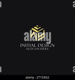 WY initial monogram with hexagon shape logo, creative geometric logo design inspiration Stock Vector