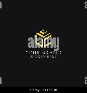 UC initial monogram with hexagon shape logo, creative geometric logo design inspiration Stock Vector