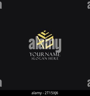 XJ initial monogram with hexagon shape logo, creative geometric logo design inspiration Stock Vector