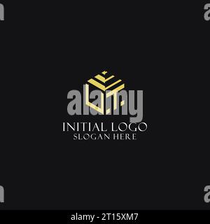 UT initial monogram with hexagon shape logo, creative geometric logo design inspiration Stock Vector