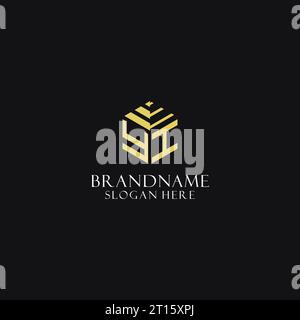 YI initial monogram with hexagon shape logo, creative geometric logo design inspiration Stock Vector