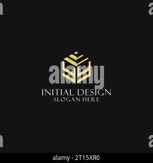 YY initial monogram with hexagon shape logo, creative geometric logo design inspiration Stock Vector
