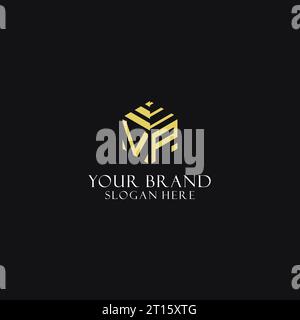 VP initial monogram with hexagon shape logo, creative geometric logo design inspiration Stock Vector