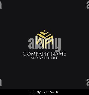 WA initial monogram with hexagon shape logo, creative geometric logo design inspiration Stock Vector