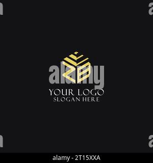 ZB initial monogram with hexagon shape logo, creative geometric logo design inspiration Stock Vector
