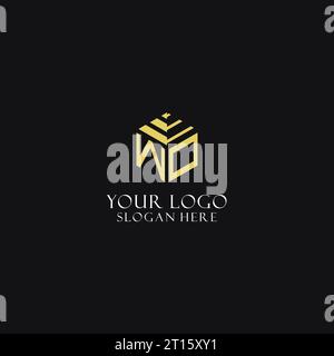 WO initial monogram with hexagon shape logo, creative geometric logo design inspiration Stock Vector