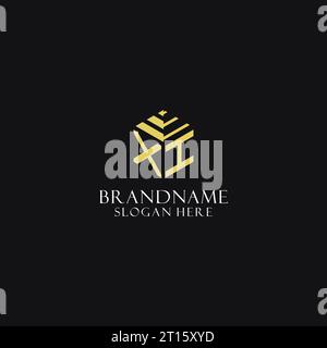 XI initial monogram with hexagon shape logo, creative geometric logo design inspiration Stock Vector