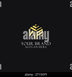 WP initial monogram with hexagon shape logo, creative geometric logo design inspiration Stock Vector