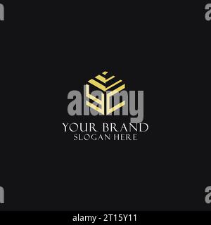 YC initial monogram with hexagon shape logo, creative geometric logo design inspiration Stock Vector