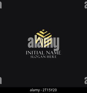 WS initial monogram with hexagon shape logo, creative geometric logo design inspiration Stock Vector