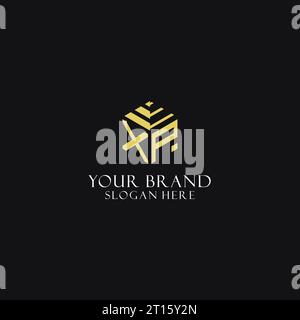 XP initial monogram with hexagon shape logo, creative geometric logo design inspiration Stock Vector
