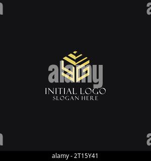 YG initial monogram with hexagon shape logo, creative geometric logo design inspiration Stock Vector