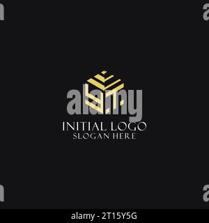 YT initial monogram with hexagon shape logo, creative geometric logo design inspiration Stock Vector