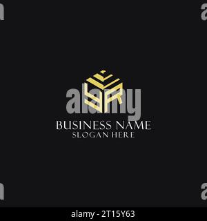 YR initial monogram with hexagon shape logo, creative geometric logo design inspiration Stock Vector