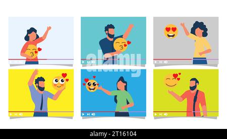 Online video illustrations created with the help of vector graphics and uploaded to various websites are a great way for companies to promote their pr Stock Vector