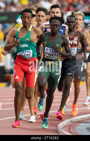 Ryan Mphahlele of South Africa competing in the 1500m Men Heat 1 at the World Athletics Championships at the National Athletics Centre in Budapest on Stock Photo