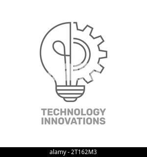 Vector innovation icon. Light bulb and wheel cog inside. Premium quality graphic design element. Modern sign, linear pictogram, outline symbol, simple Stock Vector