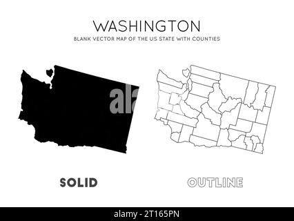 Contour map of the state of Washington, USA. Vector graphic ...