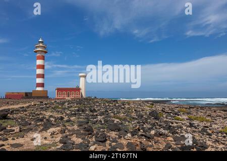 Lighthouse, Faro de Toston in El Cotillo on the north-western tip of Fuerteventura, Canary Islands, Spain Stock Photo