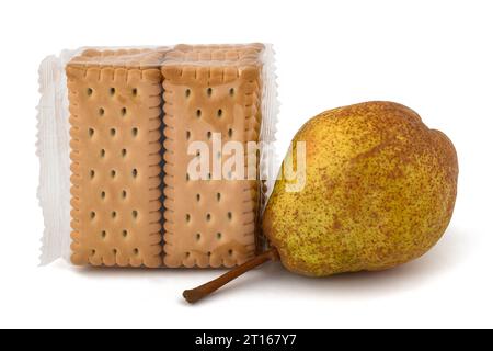 cookies and pear isolated on white background Stock Photo
