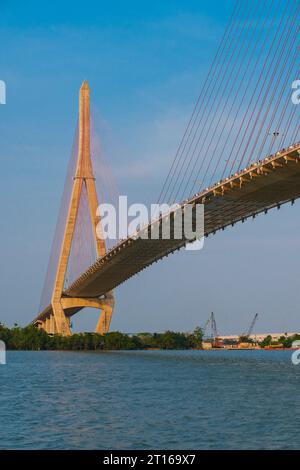 Can Tho Bridge over Hau River, a Distributary of the Mekong River, Vietnam. Stock Photo