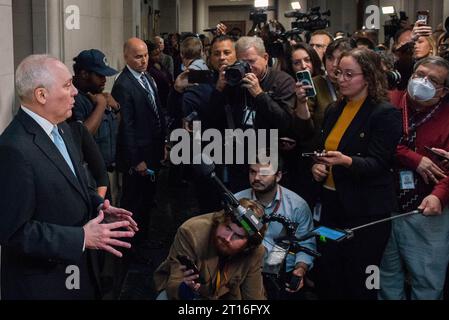 United States House Majority Leader Steve Scalise (Republican of Louisiana) shortly after winning the Republican nomination for Speaker of the House in the Longworth House Office Building on Wednesday, October 11, 2023. House Republicans worked to elect a nomination for Speaker after Speaker of the United States House of Representatives Kevin McCarthy (Republican of California) was ousted.Credit: Annabelle Gordon/CNP /MediaPunch Stock Photo