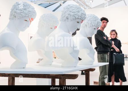 London, UK. 11th Oct, 2023. Francesco Vezzoli's 'Portrait of Antinous as a Rock Star' at Gallery Franco Noero. Frieze London, one of the most influential contemporary art fairs, opens its doors for the first preview day today. The 2023 edition marks the 20th anniversary of Frieze London. It runs 11-15 October in Regent's Park. Credit: Imageplotter/Alamy Live News Stock Photo