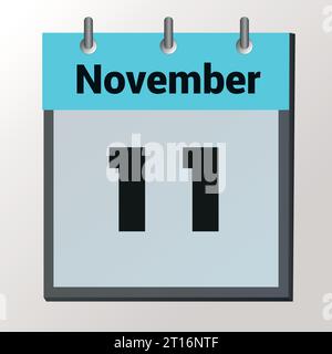 day on the calendar, vector image format, November 11 Stock Vector