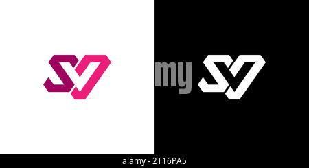 SV Logo, SV Monogram, Initial SV Logo, Letter SV negative space logo, Icon, Vector Stock Vector