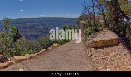 Paved path to Bright Angel Point on the North Rim of the Grand Canyon Arizona. Stock Photo