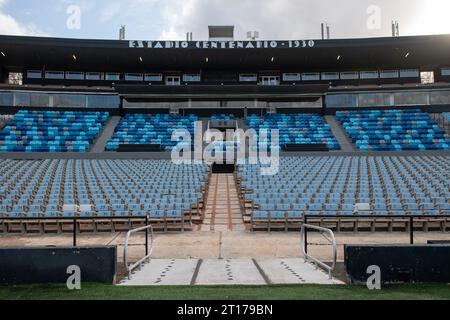 Montevideo, Uruguay. 11th Oct, 2023. The Centenario Stadium. The opening match of the 2030 FIFA World Cup will take place at the Centenario Stadium in Montevideo. Centenario Stadium was inaugurated in 1930 as the venue for the first World Cup in history and was declared a historic monument of world soccer by FIFA in 1983. Credit: Santiago Mazzarovich/dpa/Alamy Live News Stock Photo