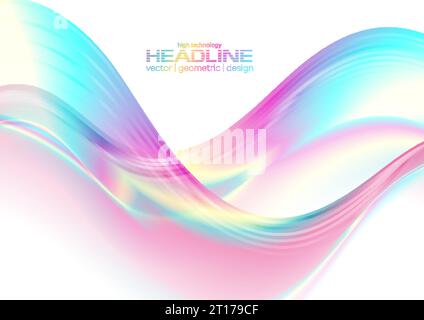Colorful holographic foil abstract liquid waves futuristic background. Vector design Stock Vector