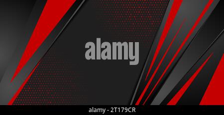 High contrast red and black stripes with dots. Abstract tech vector corporate background Stock Vector