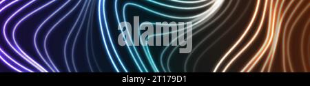 Colorful glowing neon curved waves abstract background. Vector wavy lines banner design Stock Vector