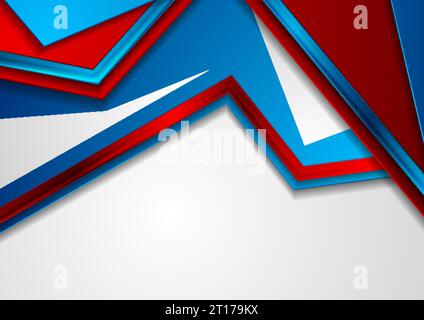 Blue and red glossy stripes abstract corporate background. Vector modern design Stock Vector