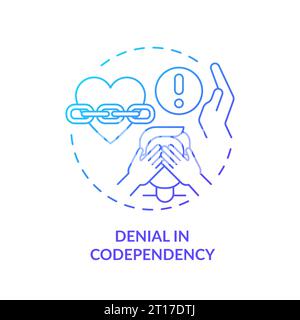 2D gradient icon denial in codependency concept Stock Vector