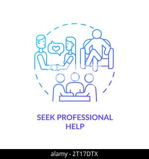 2D gradient icon seek professional help concept Stock Vector