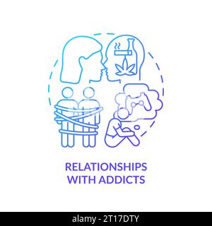 2D gradient icon relationships with addicts concept Stock Vector