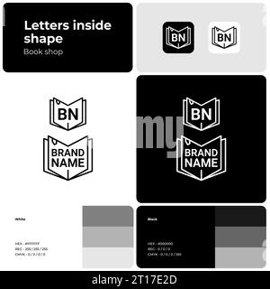 Book shop monochrome template with logo Stock Vector